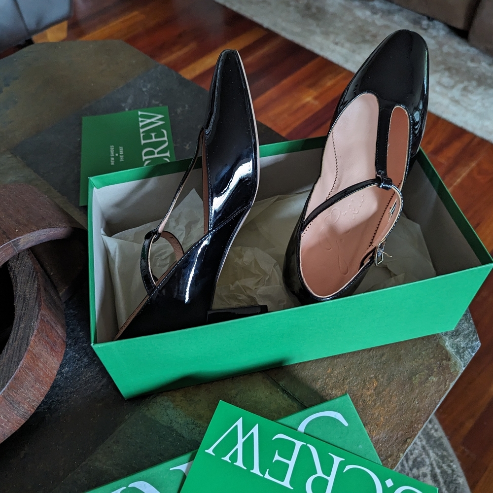 J. Crew Black Patent Leather T-Strap Millie Pump, 7M, NEW! - Picture 6 of 11